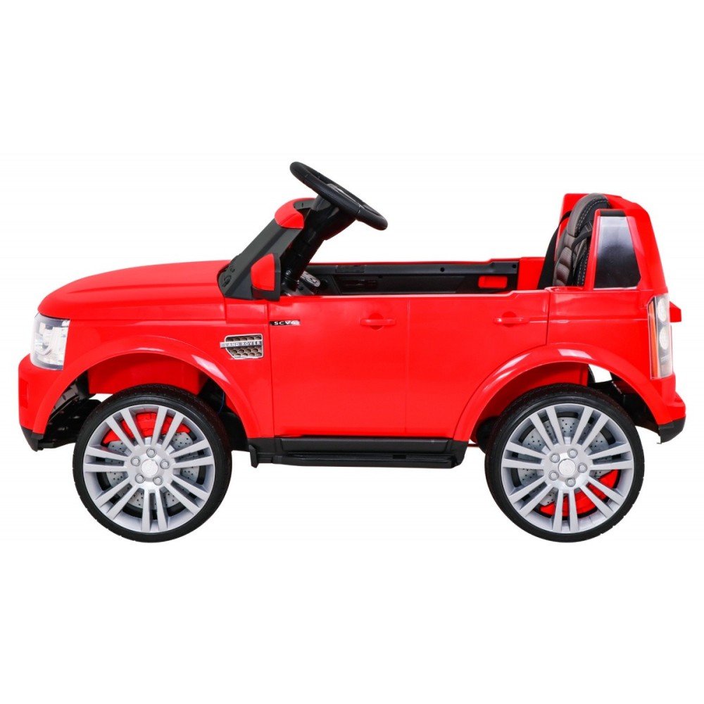 JOKO Elektrické autíčko Land Rover Discovery, penové kolesá, kožené sedadlo, červené