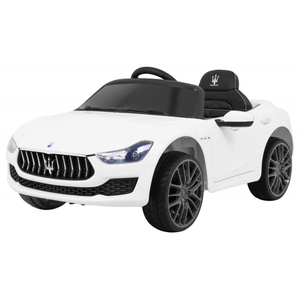 JOKO Elektrické autíčko Maserati Ghibli, penové kolesá, kožené sedadlo, biele