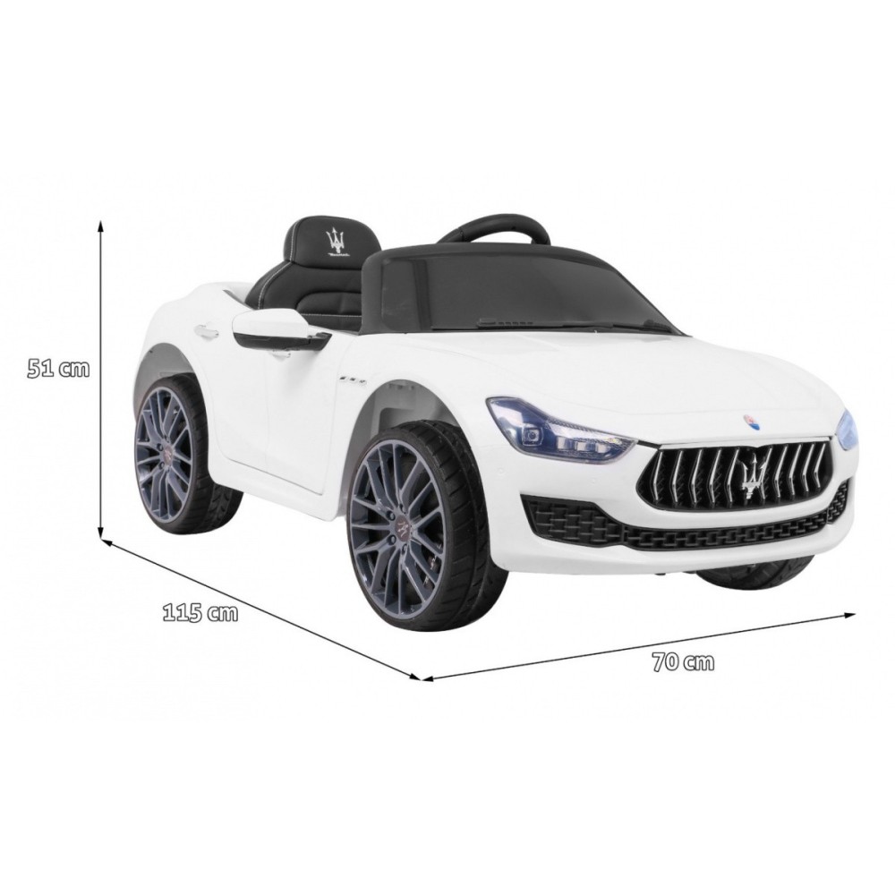 JOKO Elektrické autíčko Maserati Ghibli, penové kolesá, kožené sedadlo, biele