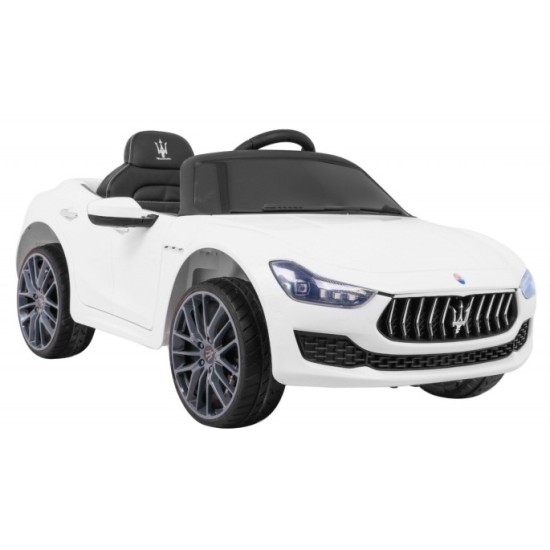JOKO Elektrické autíčko Maserati Ghibli, penové kolesá, kožené sedadlo, biele