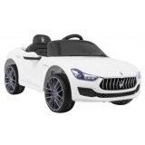 JOKO Elektrické autíčko Maserati Ghibli, penové kolesá, kožené sedadlo, biele
