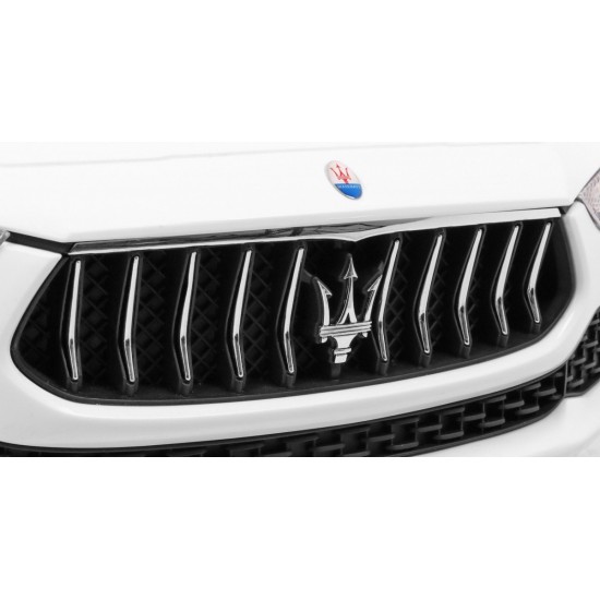 JOKO Elektrické autíčko Maserati Ghibli, penové kolesá, kožené sedadlo, biele