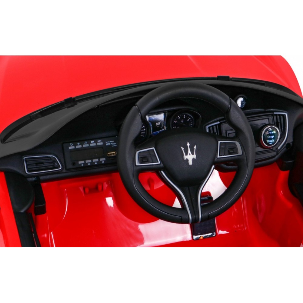 JOKO Elektrické autíčko Maserati Ghibli, penové kolesá, kožené sedadlo, červené