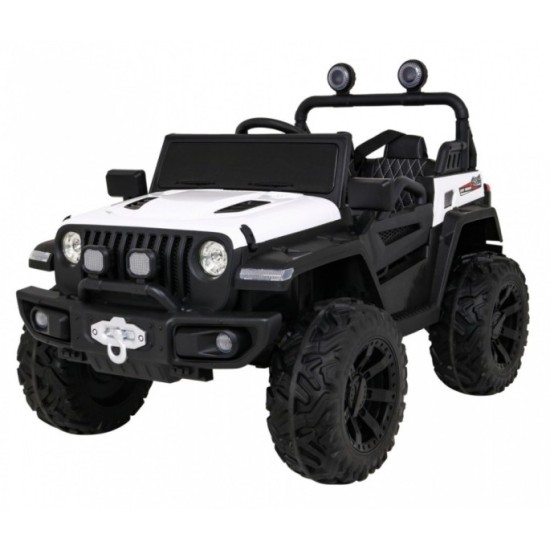 JOKO Elektrické autíčko Jeep 4x4 Master Of Terain, penové kolesá, kožené sedadlo, biele