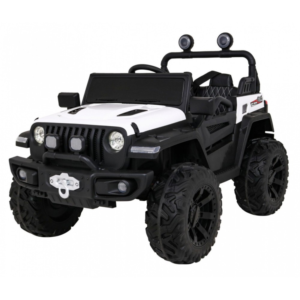 JOKO Elektrické autíčko Jeep 4x4 Master Of Terain, penové kolesá, kožené sedadlo, biele