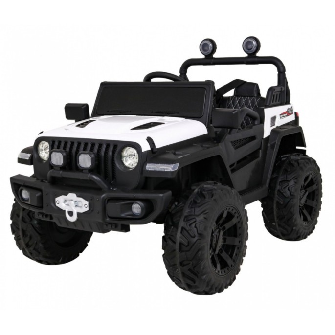 JOKO Elektrické autíčko Jeep 4x4 Master Of Terain, penové kolesá, kožené sedadlo, biele