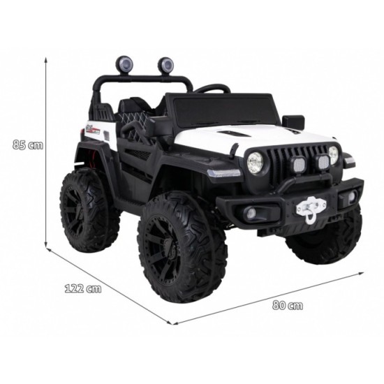 JOKO Elektrické autíčko Jeep 4x4 Master Of Terain, penové kolesá, kožené sedadlo, biele
