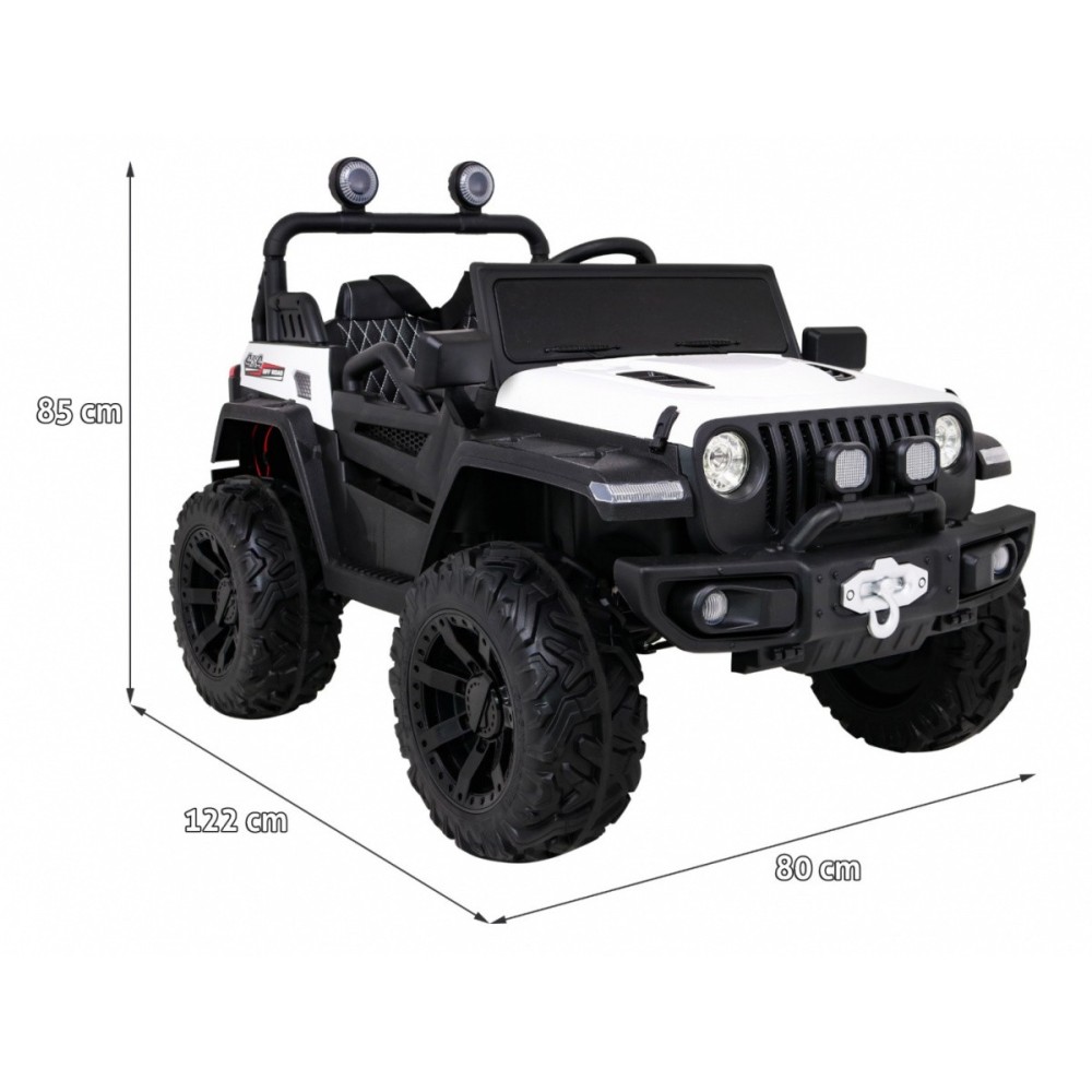 JOKO Elektrické autíčko Jeep 4x4 Master Of Terain, penové kolesá, kožené sedadlo, biele