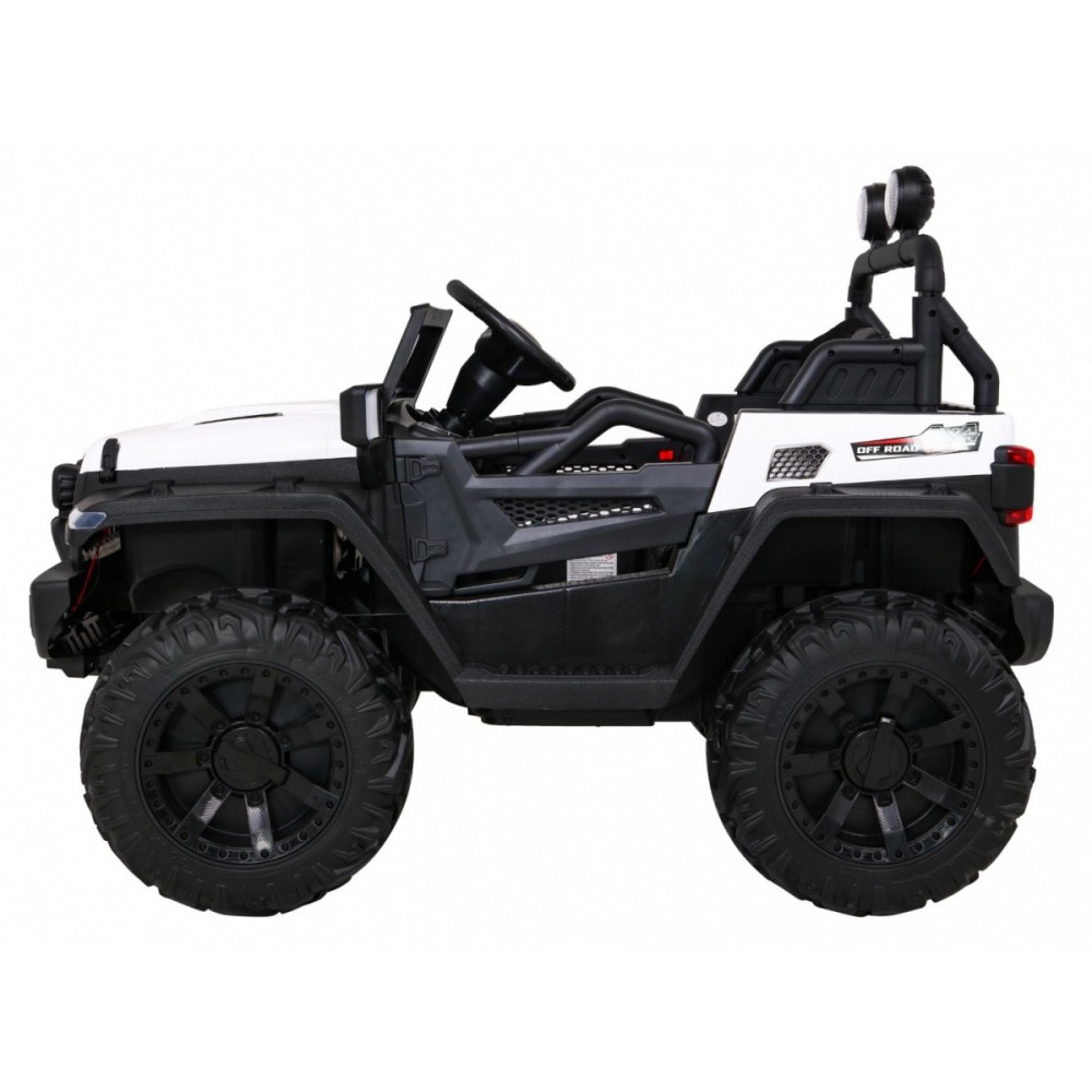 JOKO Elektrické autíčko Jeep 4x4 Master Of Terain, penové kolesá, kožené sedadlo, biele