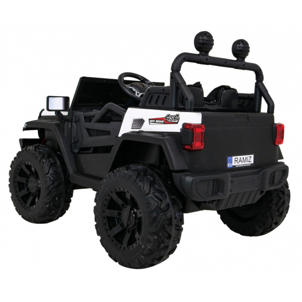 JOKO Elektrické autíčko Jeep 4x4 Master Of Terain, penové kolesá, kožené sedadlo, biele