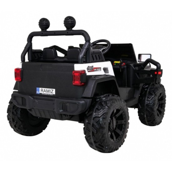 JOKO Elektrické autíčko Jeep 4x4 Master Of Terain, penové kolesá, kožené sedadlo, biele