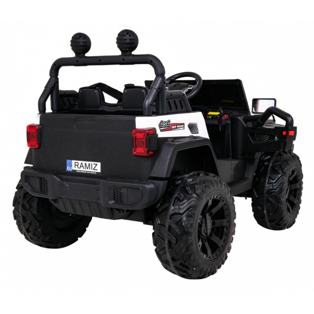 JOKO Elektrické autíčko Jeep 4x4 Master Of Terain, penové kolesá, kožené sedadlo, biele