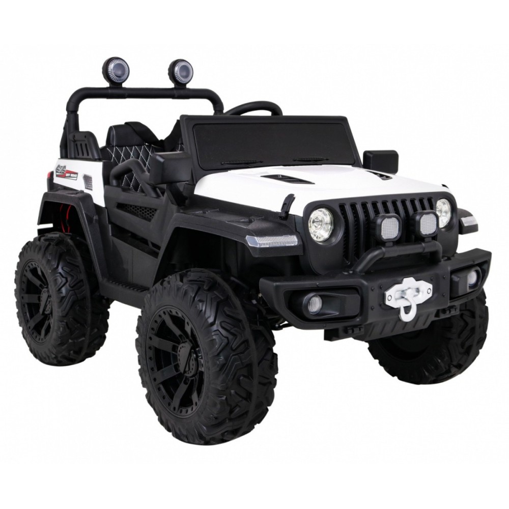 JOKO Elektrické autíčko Jeep 4x4 Master Of Terain, penové kolesá, kožené sedadlo, biele