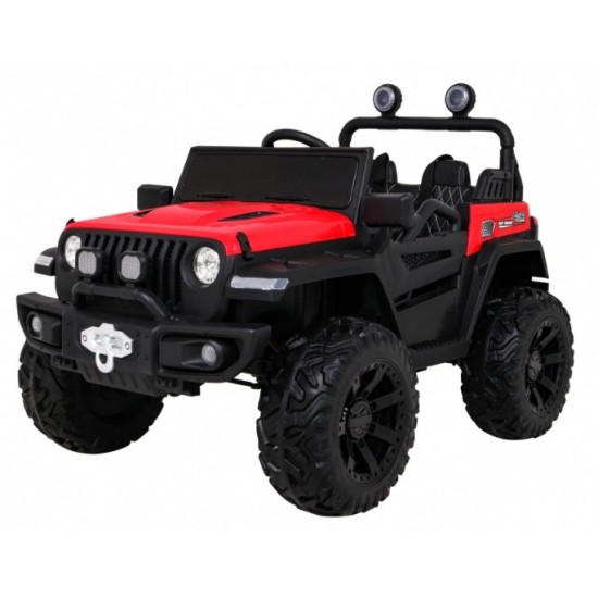 JOKO Elektrické autíčko Jeep 4x4 Master Of Terain, penové kolesá, kožené sedadlo, červené