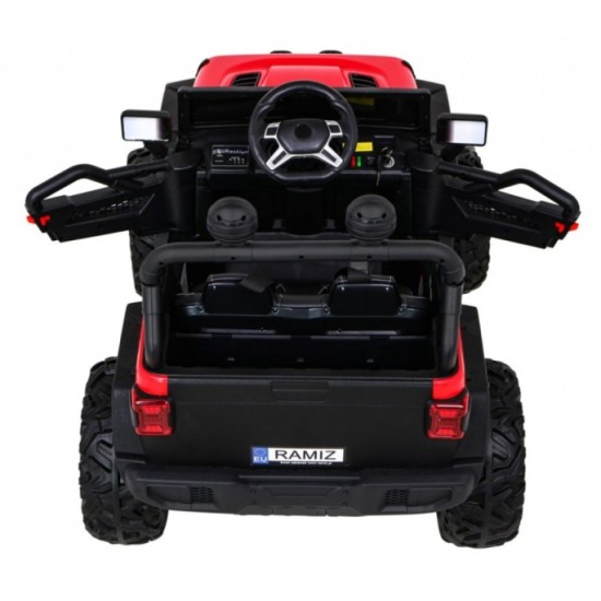JOKO Elektrické autíčko Jeep 4x4 Master Of Terain, penové kolesá, kožené sedadlo, červené