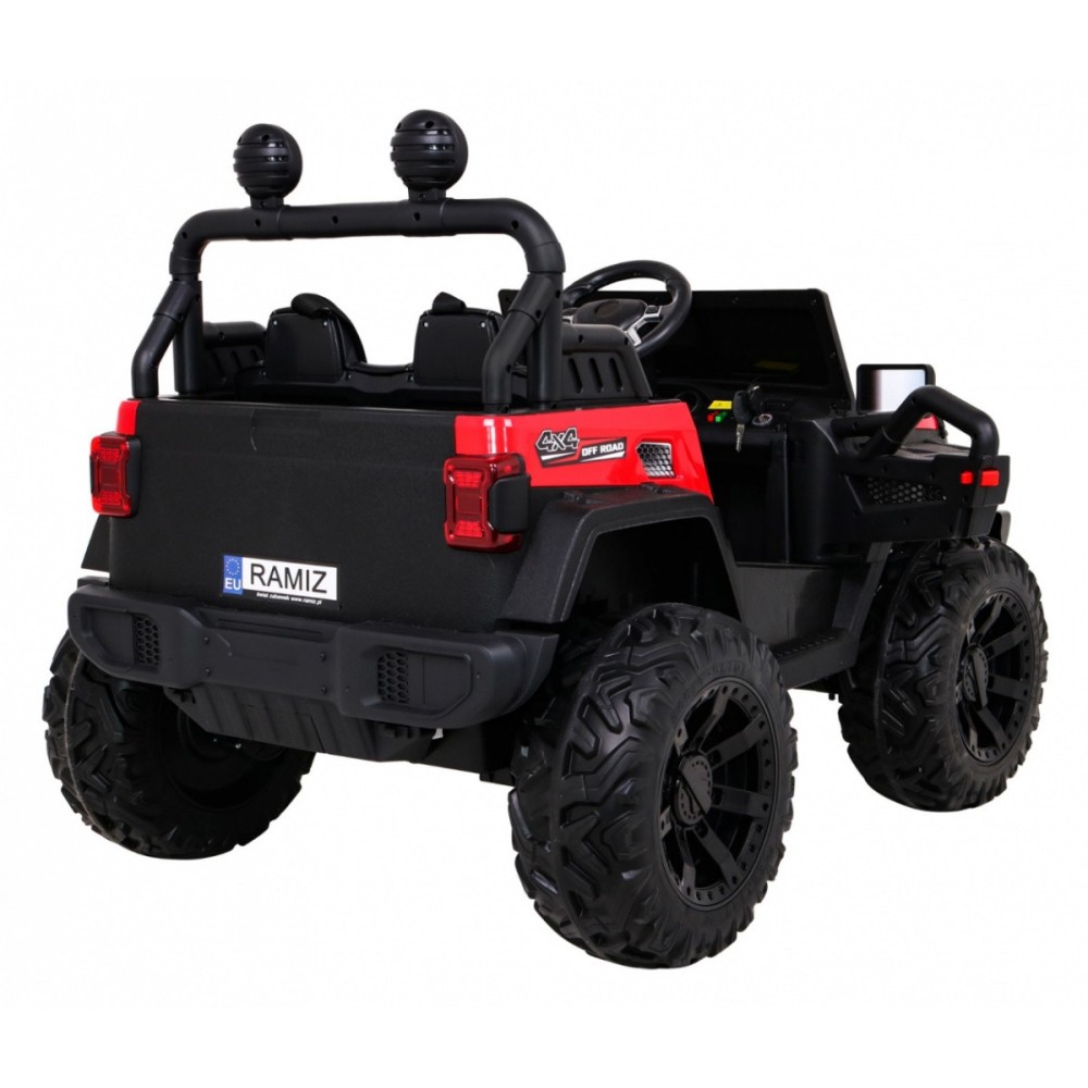 JOKO Elektrické autíčko Jeep 4x4 Master Of Terain, penové kolesá, kožené sedadlo, červené