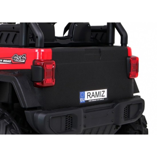 JOKO Elektrické autíčko Jeep 4x4 Master Of Terain, penové kolesá, kožené sedadlo, červené