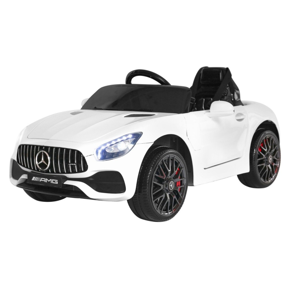 JOKO Elektrické autíčko Mercedes Benz GT, penové kolesá, kožené sedadlo, USB, biele