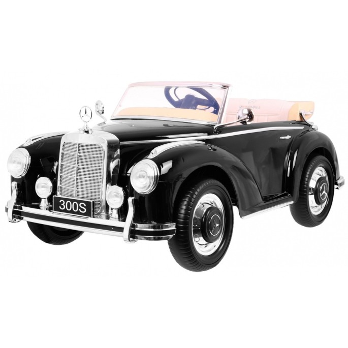 JOKO Elektrické autíčko Mercedes 300s RETRO, lakované, penové kolesá, odpružené, FM rádio, čierna