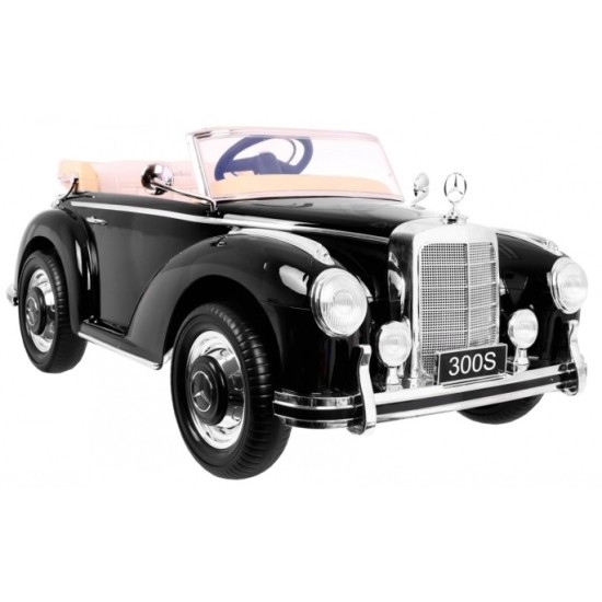 JOKO Elektrické autíčko Mercedes 300s RETRO, lakované, penové kolesá, odpružené, FM rádio, čierna
