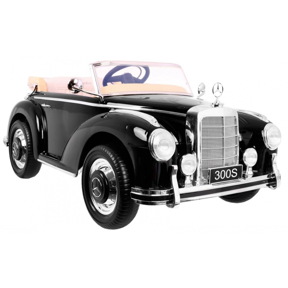 JOKO Elektrické autíčko Mercedes 300s RETRO, lakované, penové kolesá, odpružené, FM rádio, čierna