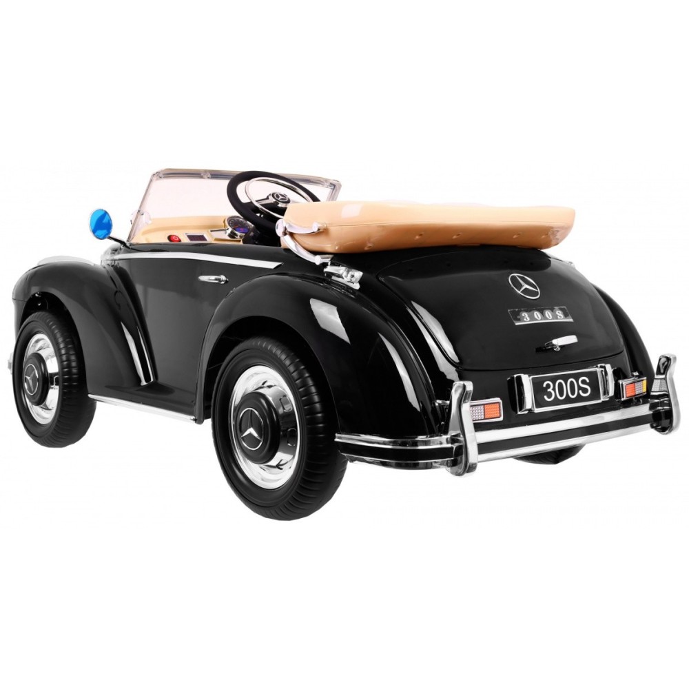 JOKO Elektrické autíčko Mercedes 300s RETRO, lakované, penové kolesá, odpružené, FM rádio, čierna