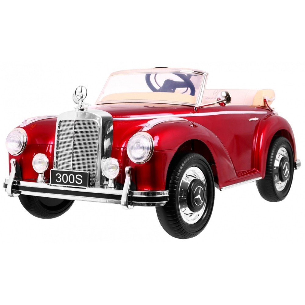 JOKO Elektrické autíčko Mercedes 300s RETRO, lakované, penové kolesá, odpružené, FM rádio, červené