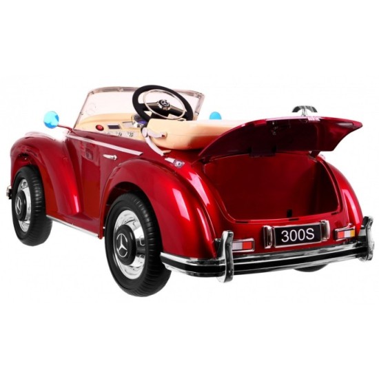 JOKO Elektrické autíčko Mercedes 300s RETRO, lakované, penové kolesá, odpružené, FM rádio, červené