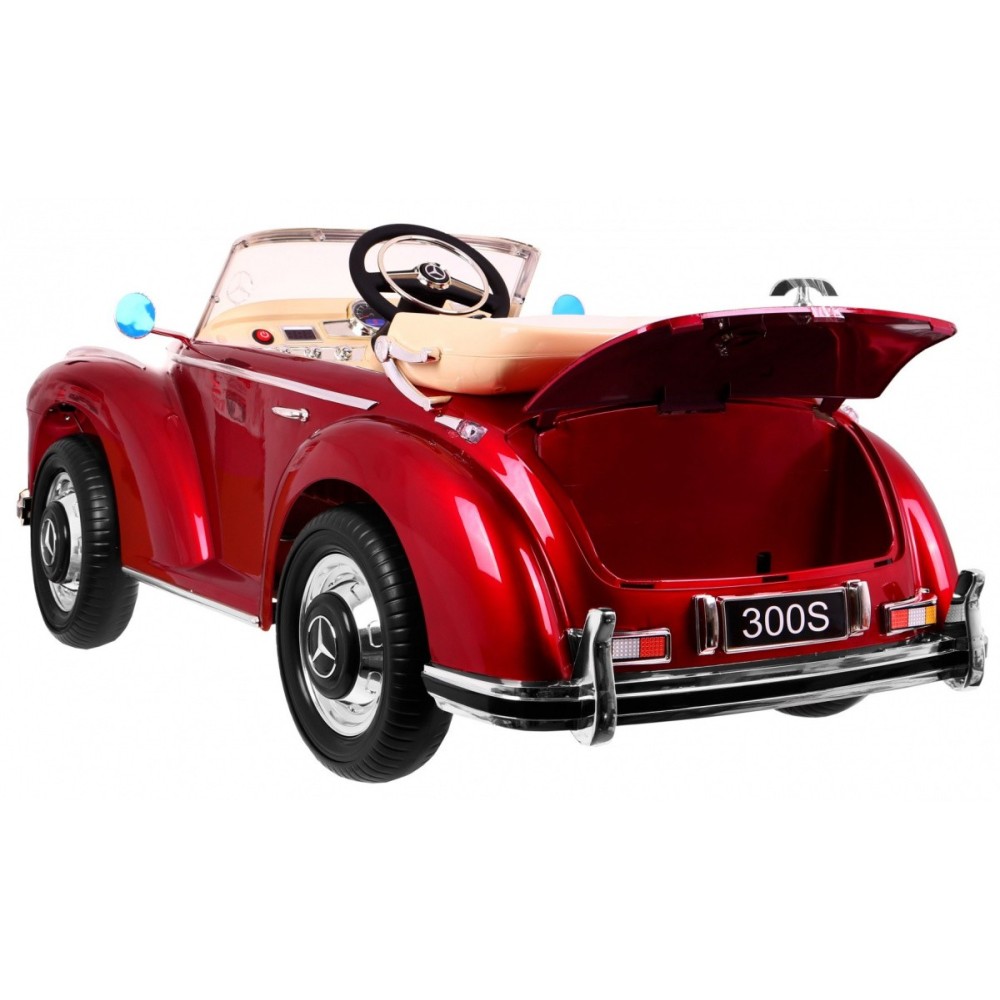 JOKO Elektrické autíčko Mercedes 300s RETRO, lakované, penové kolesá, odpružené, FM rádio, červené