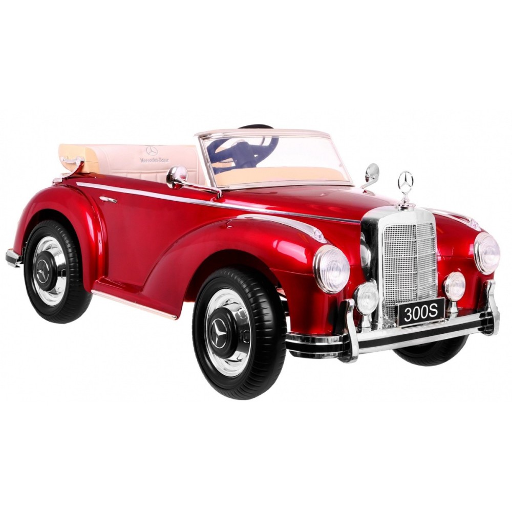 JOKO Elektrické autíčko Mercedes 300s RETRO, lakované, penové kolesá, odpružené, FM rádio, červené