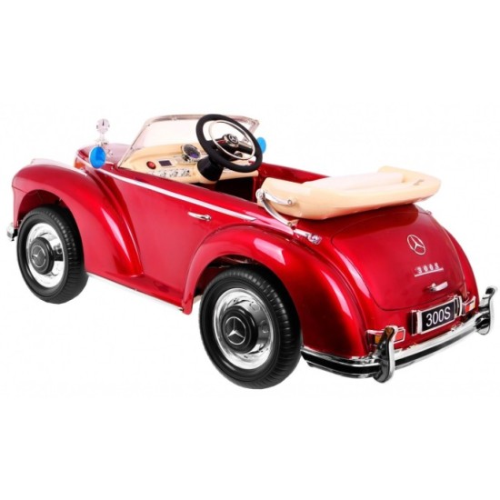 JOKO Elektrické autíčko Mercedes 300s RETRO, lakované, penové kolesá, odpružené, FM rádio, červené