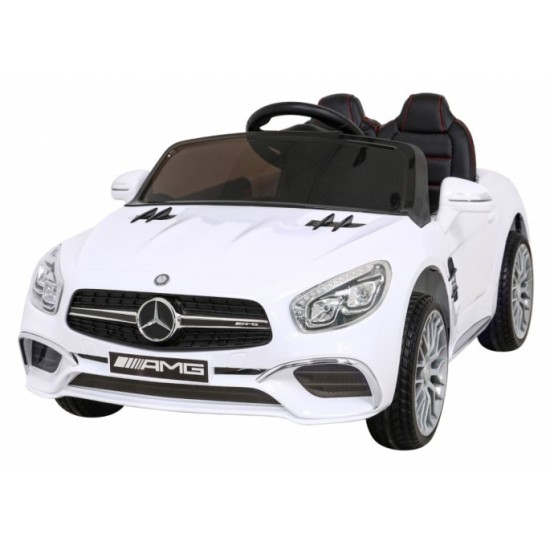 JOKO Elektrické autíčko Mercedes Benz AMG SL65 S, Efekt Hojdania, penové kolesá, kožené sedadlo, biele