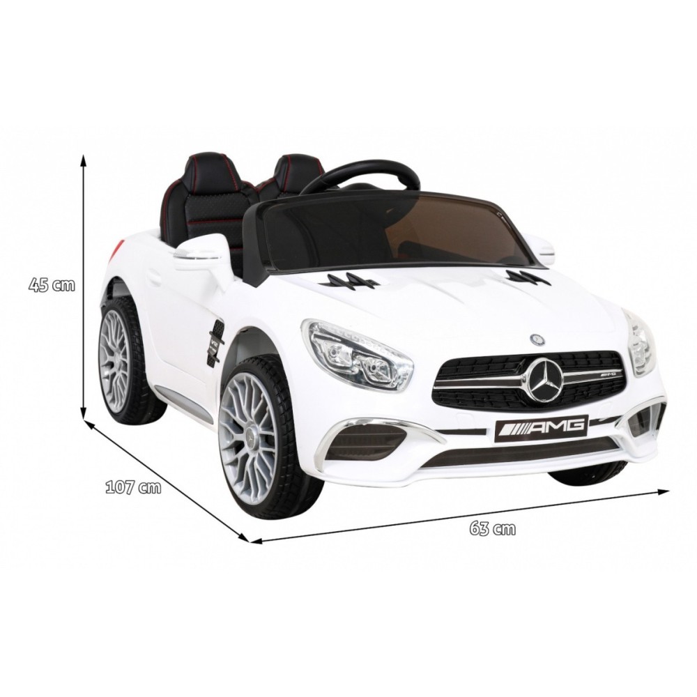 JOKO Elektrické autíčko Mercedes Benz AMG SL65 S, Efekt Hojdania, penové kolesá, kožené sedadlo, biele