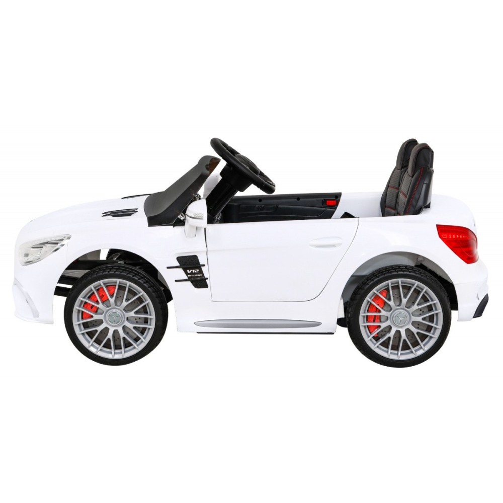 JOKO Elektrické autíčko Mercedes Benz AMG SL65 S, Efekt Hojdania, penové kolesá, kožené sedadlo, biele