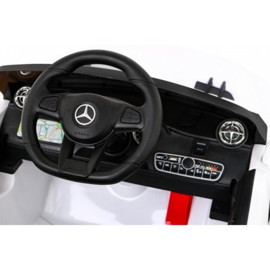 JOKO Elektrické autíčko Mercedes Benz AMG SL65 S, Efekt Hojdania, penové kolesá, kožené sedadlo, biele