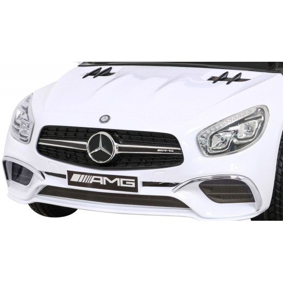 JOKO Elektrické autíčko Mercedes Benz AMG SL65 S, Efekt Hojdania, penové kolesá, kožené sedadlo, biele