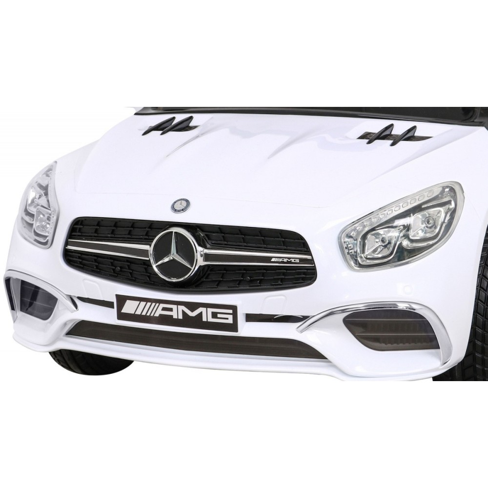 JOKO Elektrické autíčko Mercedes Benz AMG SL65 S, Efekt Hojdania, penové kolesá, kožené sedadlo, biele