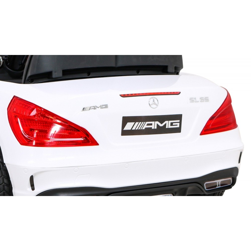 JOKO Elektrické autíčko Mercedes Benz AMG SL65 S, Efekt Hojdania, penové kolesá, kožené sedadlo, biele