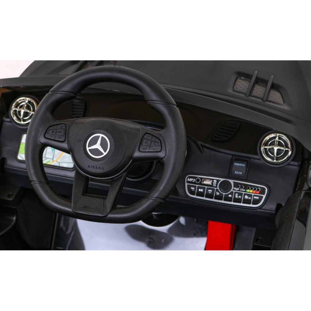 JOKO Elektrické autíčko Mercedes Benz AMG SL65 S, Efekt Hojdania, Penové kolesá, Kožené sedadlo, čierne