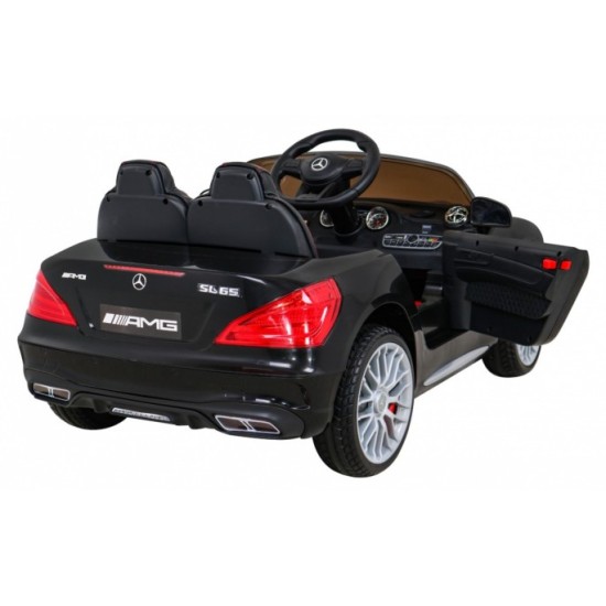 JOKO Elektrické autíčko Mercedes Benz AMG SL65 S, Efekt Hojdania, Penové kolesá, Kožené sedadlo, čierne