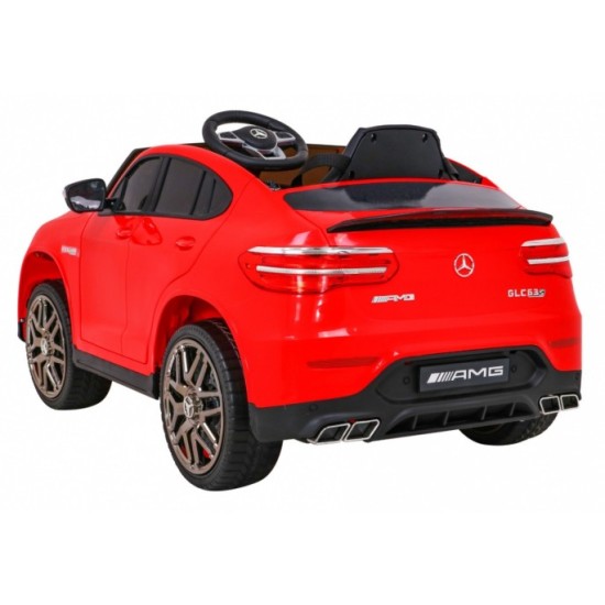 JOKO Elektrické autíčko Mercedes Benz GLC63S 4x4, penové kolesá, kožené sedadlo, červené