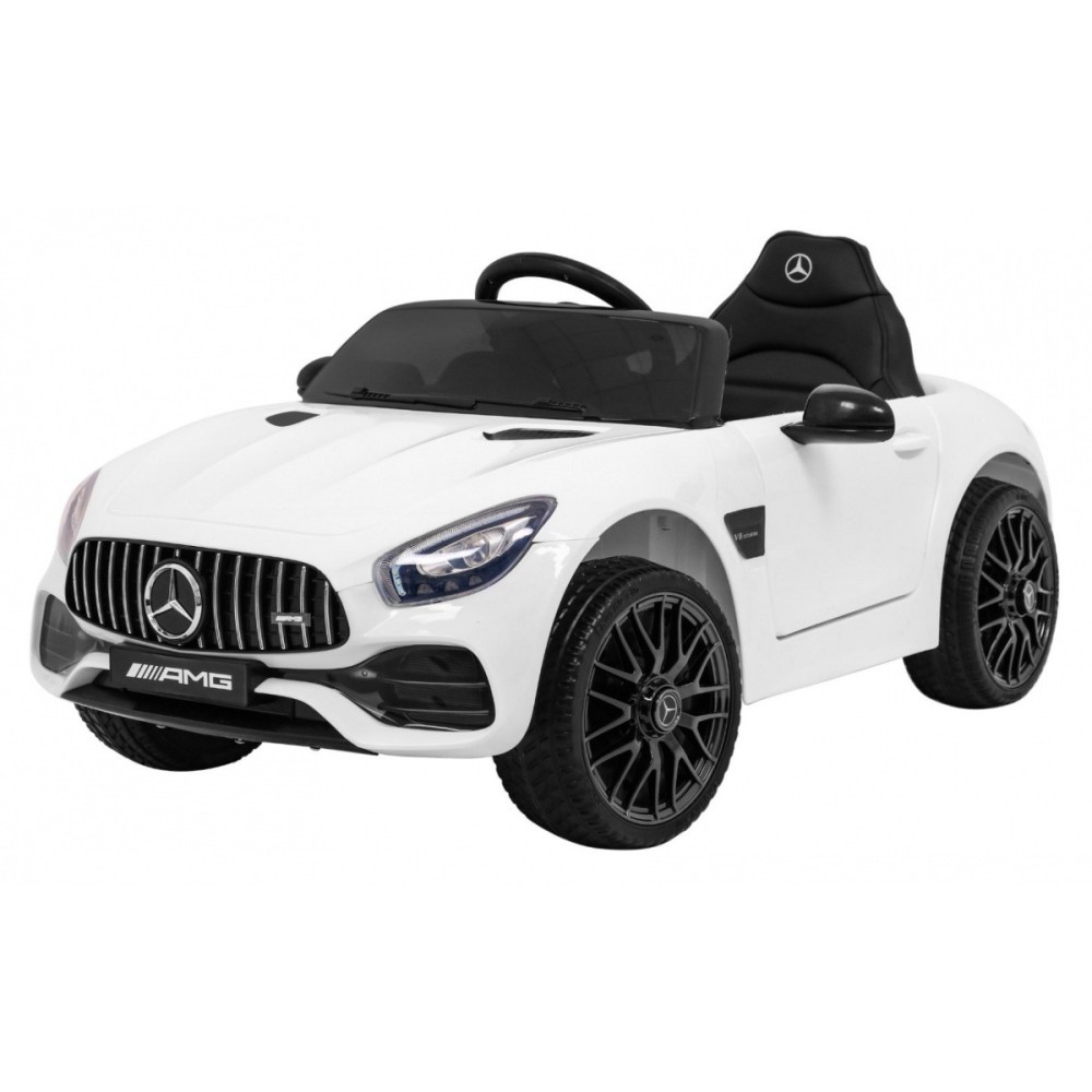 JOKO Elektrické autíčko Mercedes Benz GT, penové kolesá, kožené sedadlo, USB, biele