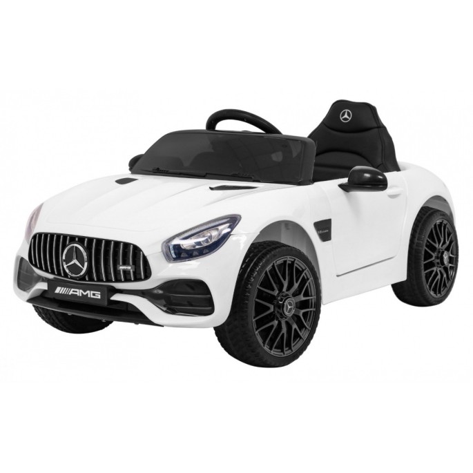 JOKO Elektrické autíčko Mercedes Benz GT, penové kolesá, kožené sedadlo, USB, biele