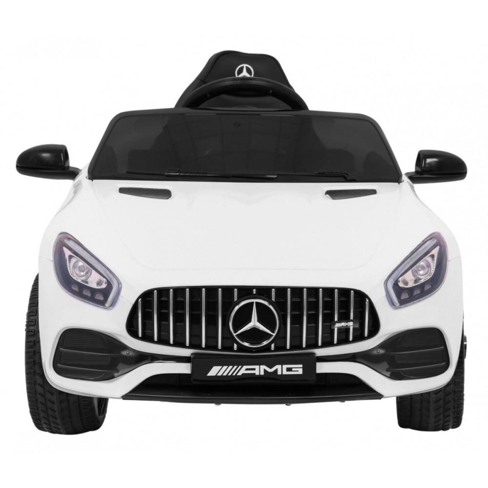 JOKO Elektrické autíčko Mercedes Benz GT, penové kolesá, kožené sedadlo, USB, biele