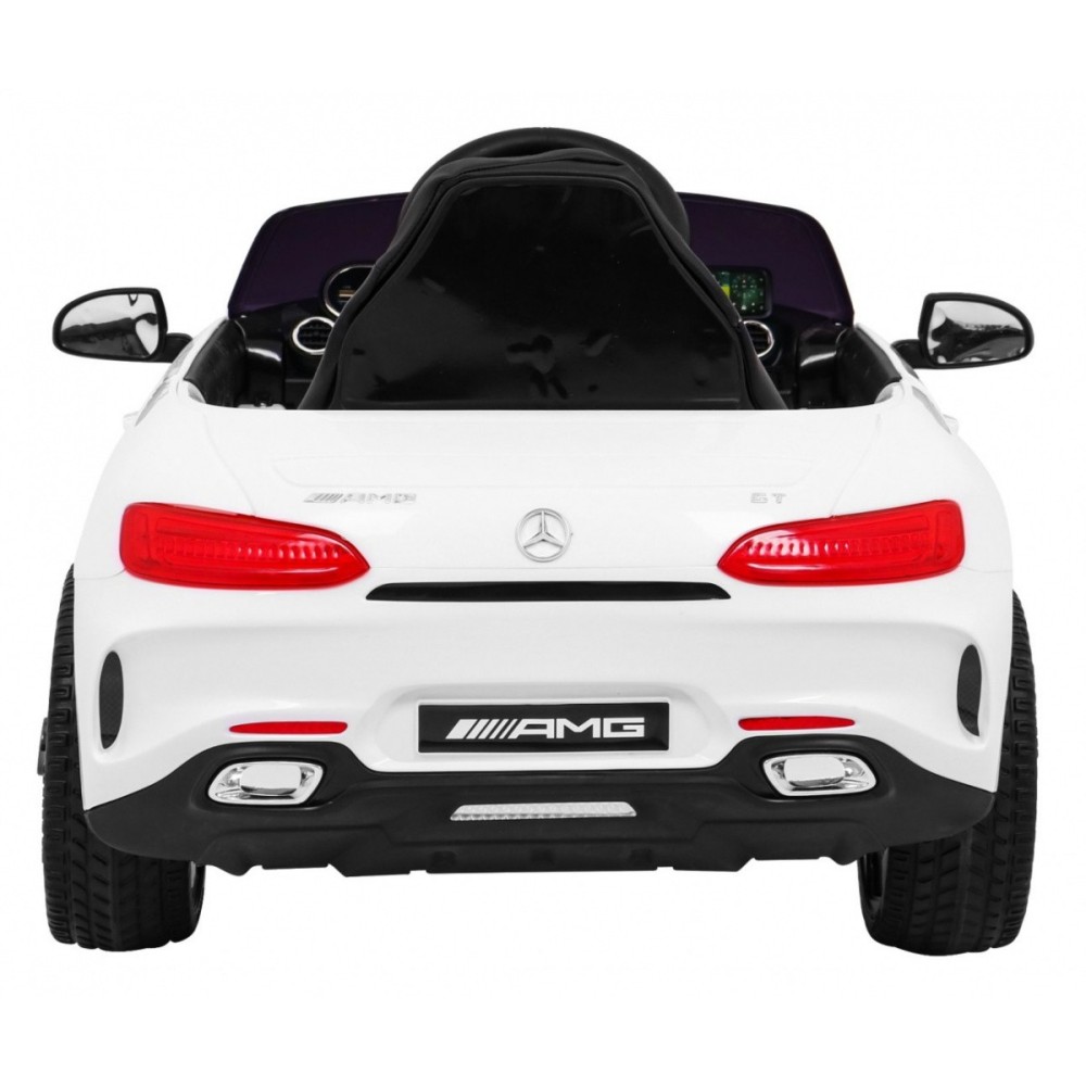 JOKO Elektrické autíčko Mercedes Benz GT, penové kolesá, kožené sedadlo, USB, biele