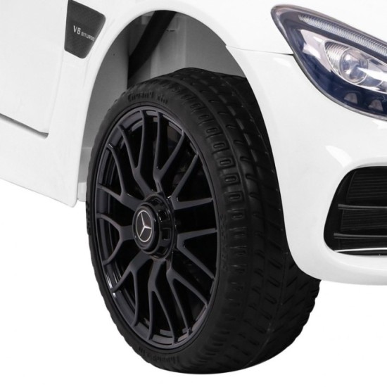 JOKO Elektrické autíčko Mercedes Benz GT, penové kolesá, kožené sedadlo, USB, biele