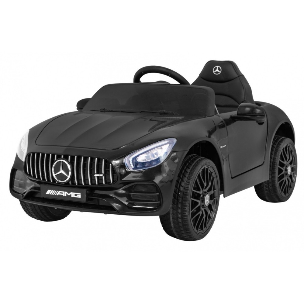JOKO Elektrické autíčko Mercedes Benz GT, penové kolesá, kožené sedadlo, USB, čierne