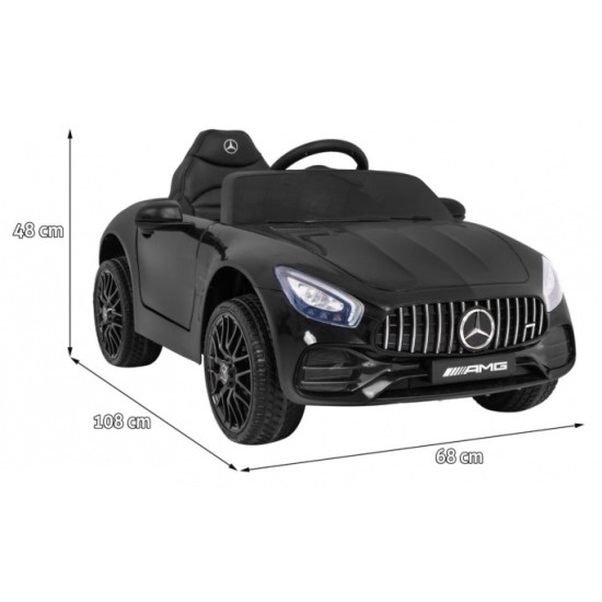 JOKO Elektrické autíčko Mercedes Benz GT, penové kolesá, kožené sedadlo, USB, čierne
