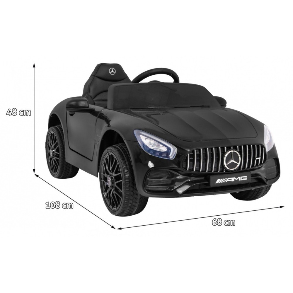 JOKO Elektrické autíčko Mercedes Benz GT, penové kolesá, kožené sedadlo, USB, čierne