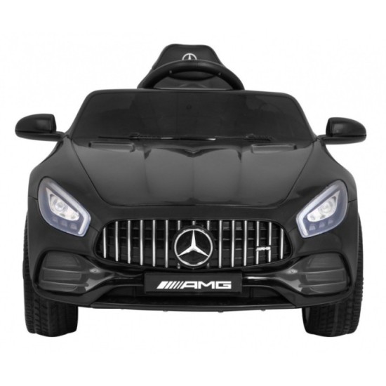 JOKO Elektrické autíčko Mercedes Benz GT, penové kolesá, kožené sedadlo, USB, čierne